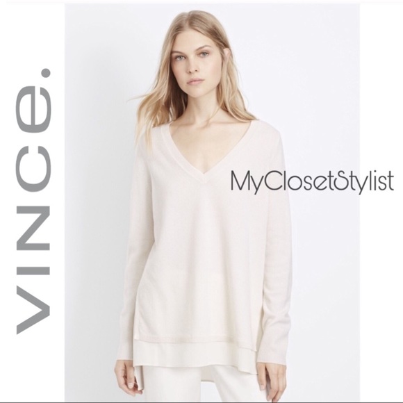 Vince Sweaters - VINCE Cashmere Silk Sweater $295 V-neck Top NWT XS